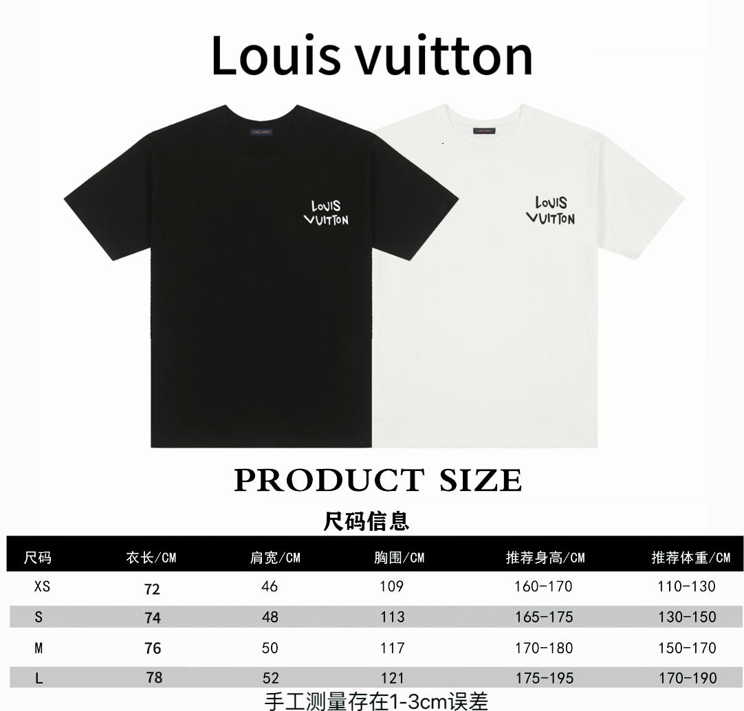 Louis vuitton* Louis Vuitton LV instrumento musical spray directo tabla de tallas de camiseta de manga corta P78