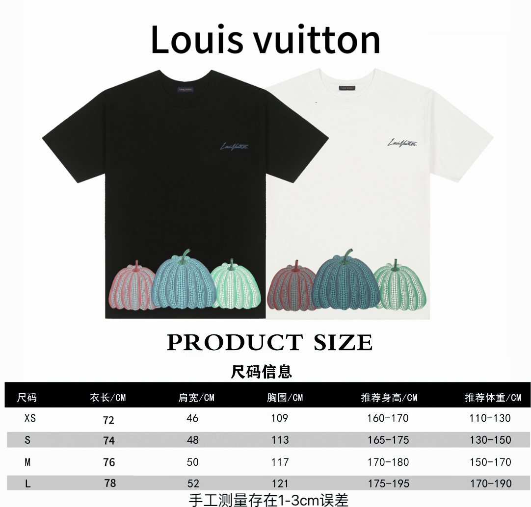 Louis vuitton* Louis Vuitton LV Yayoi Kusama tabla de tallas de camiseta de manga corta con estampado de calabaza conju…