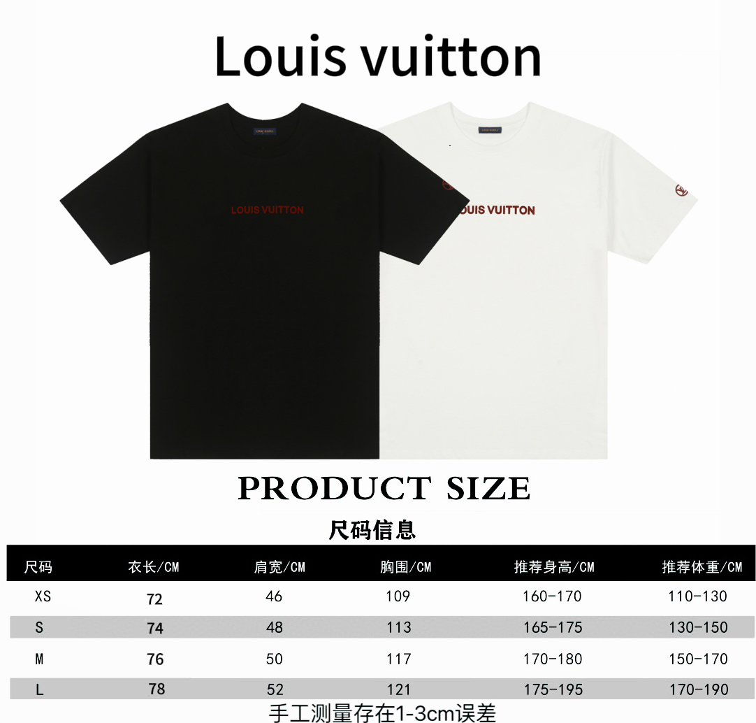 Louis Vuitton* Louis Vuitton LV tabla de tallas de camiseta flocada roja de manga corta P80