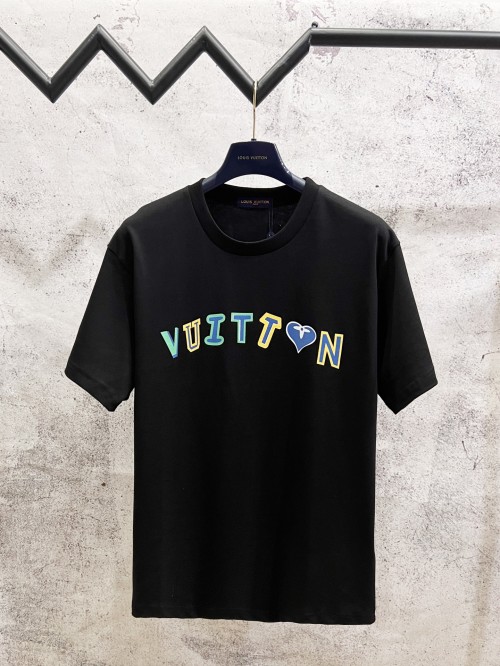Louis Vuitton Front and Back Colorful Letter Print Short Sleeve T-Shirt 1 Louis Vuitton Front and Back Colorful Letter Print Short Sleeve T-Shirt