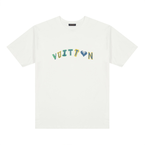 Louis Vuitton Front and Back Color Letter Printed Short Sleeve T-Shirt 1 Louis Vuitton Front and Back Color Letter Printed Short Sleeve T-Shirt