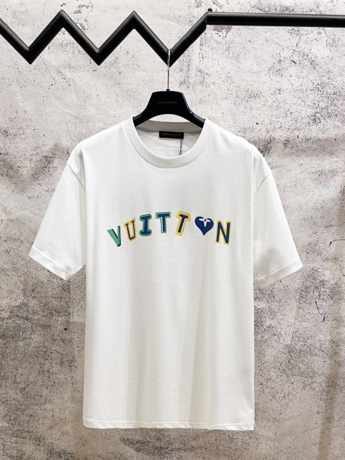 Louis Vuitton Colorful Letter Printed Short Sleeve T-Shirt, Unisex Style 1 Louis Vuitton Colorful Letter Printed Short Sleeve T-Shirt, Unisex Style