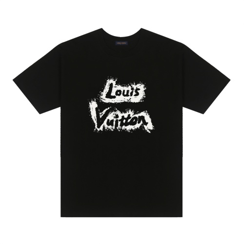 Louis Vuitton Graffiti Print Cotton T-Shirt Short Sleeve Casual Top 1 Louis Vuitton Graffiti Print Cotton T-Shirt Short Sleeve Casual Top