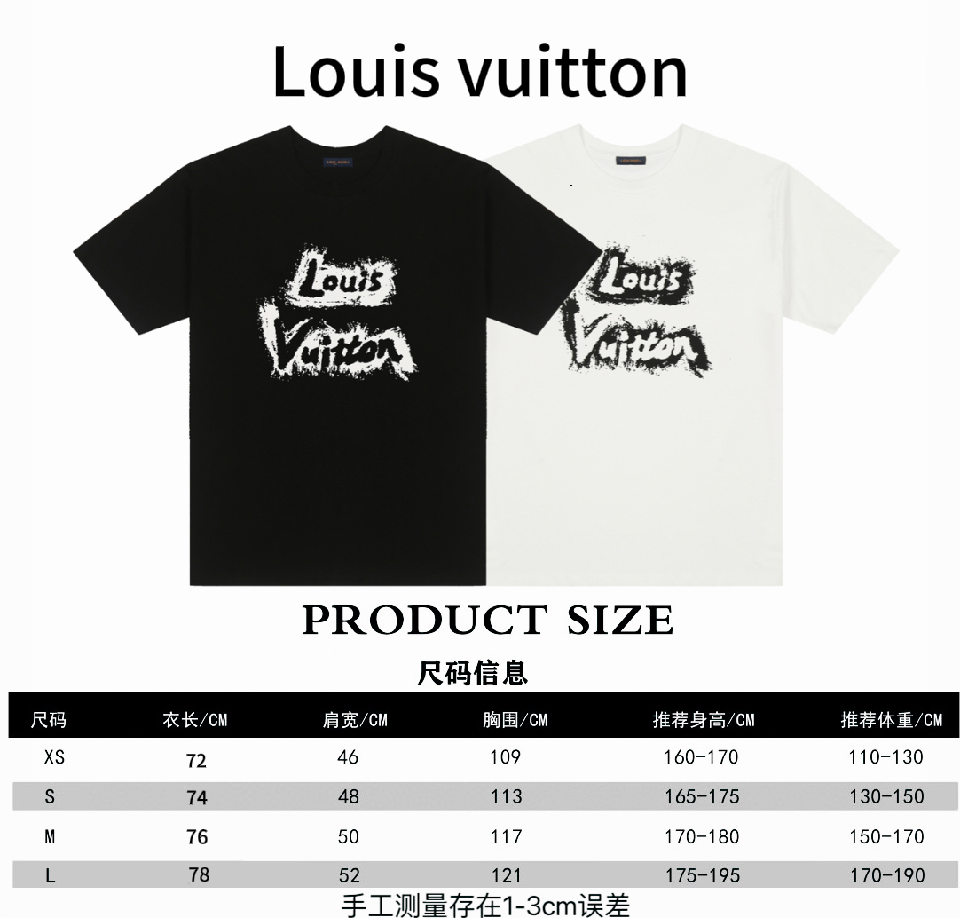 Louis Vuitton* Louis Vuitton LV Splash Ink Spray directo Tabla de tallas de camisetas de manga corta P80