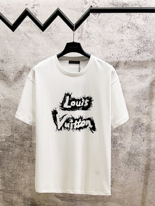 Louis Vuitton Men's Graffiti Print Short Sleeve T-Shirt - Casual & Stylish 1 Louis Vuitton Men's Graffiti Print Short Sleeve T-Shirt - Casual & Stylish