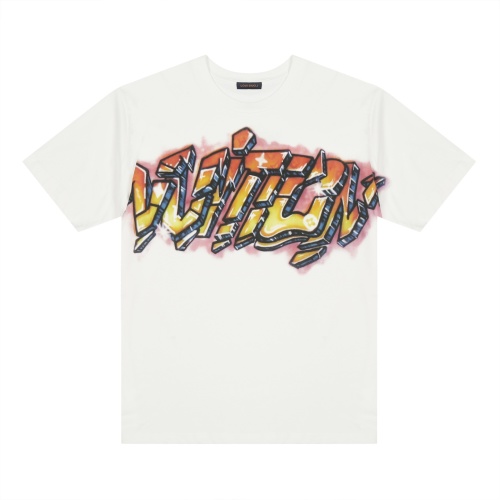 Louis Vuitton Flame Graffiti Print Cotton T-Shirt Short Sleeve Top 1 Louis Vuitton Flame Graffiti Print Cotton T-Shirt Short Sleeve Top