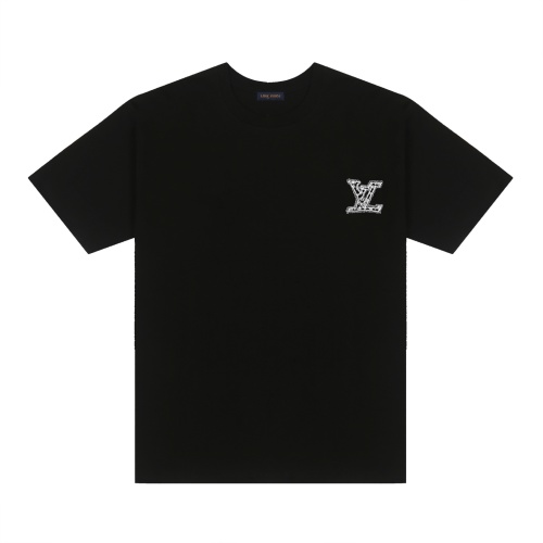 Louis Vuitton Stitched Logo Cotton T-Shirt Short Sleeve Unisex Fashion 1 Louis Vuitton Stitched Logo Cotton T-Shirt Short Sleeve Unisex Fashion