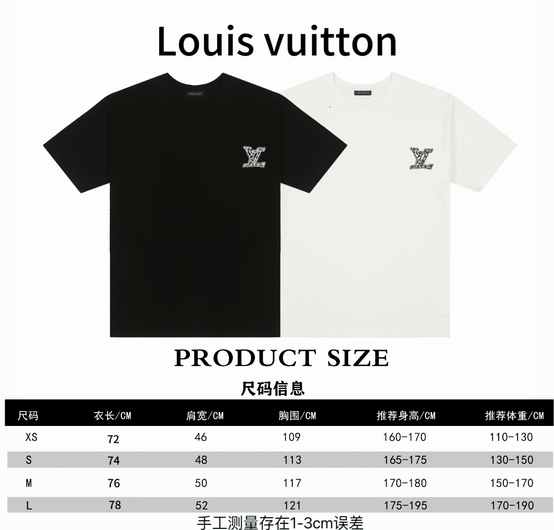 Louis Vuitton* Camiseta de manga corta con bordado tridimensional y letras grandes cosidas Louis Vuitton LV Tabla de ta…