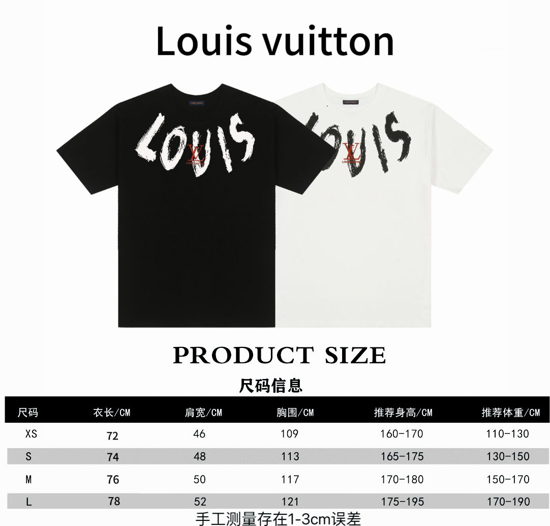Louis Vuitton* Louis Vuitton LV Logo de graffiti pintado a mano bordado Tabla de tallas de camiseta de manga corta P85