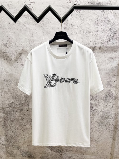 Louis Vuitton Embroidered 'Lovers' Graphic Tee - Soft Cotton, Relaxed Fit 1 Louis Vuitton Embroidered 'Lovers' Graphic Tee - Soft Cotton, Relaxed Fit