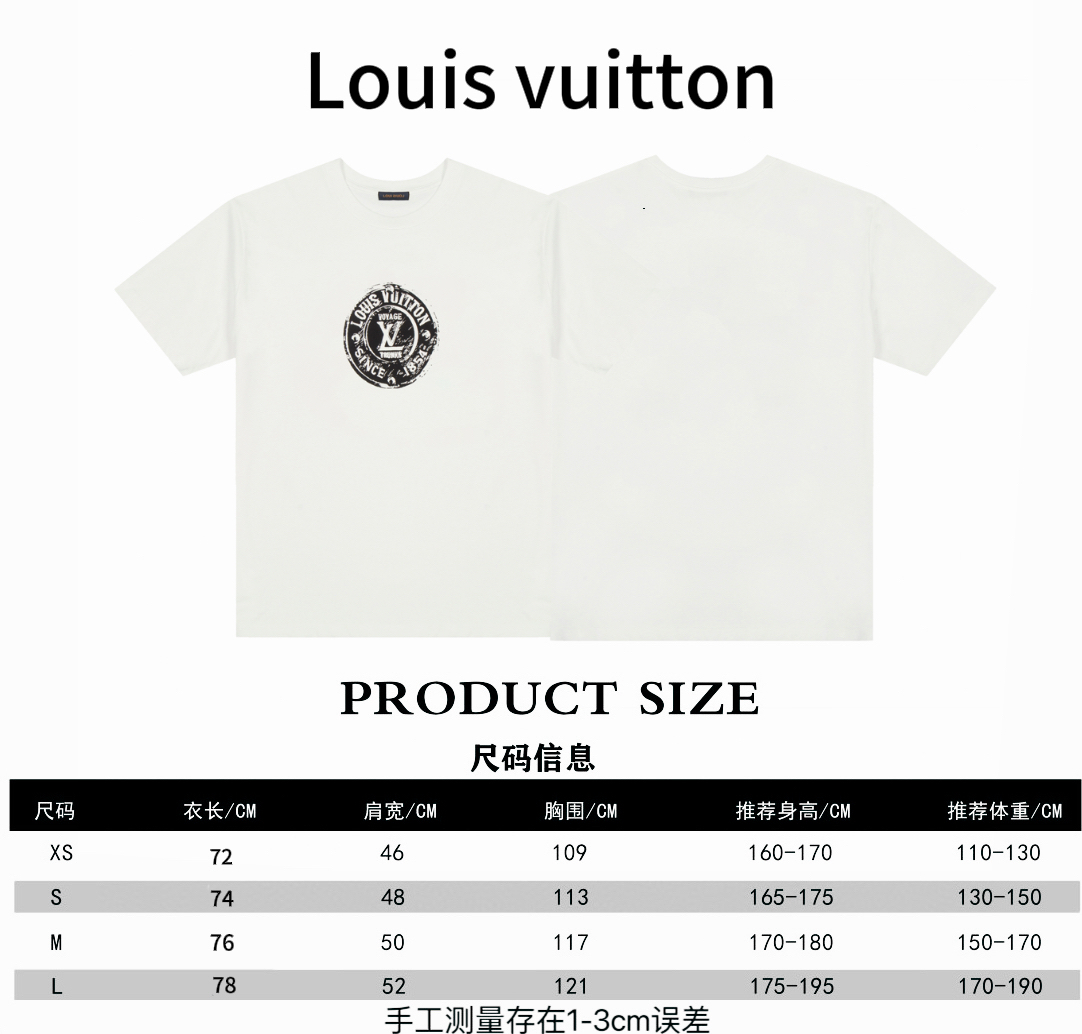 Louis Vuitton* Louis Vuitton LV New Seal Tabla de tallas de camiseta de manga corta P80
