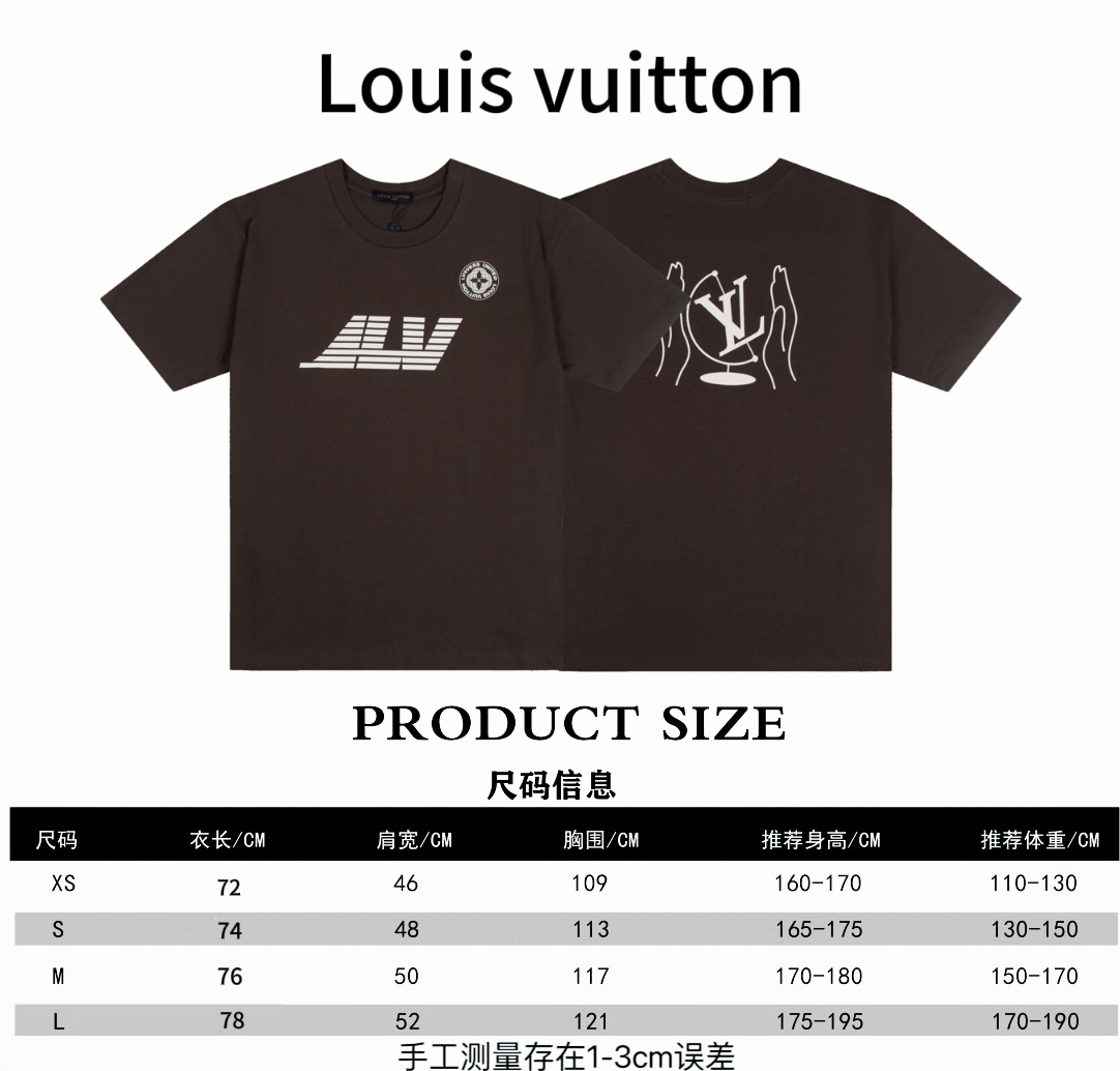 Louis vuitton* Tabla de tallas de camiseta de manga corta Louis Vuitton LV compass P85