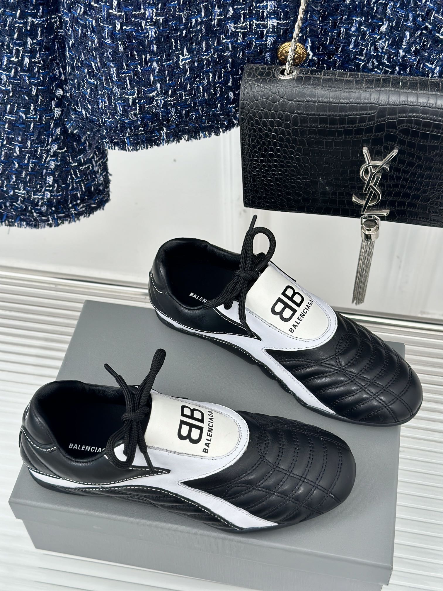 Balenciaga/巴黎世家格纹隐藏款棒球鞋休闲鞋众明星网红大秀款松驰感满满秀气高级又可爱菱格纹设计搭