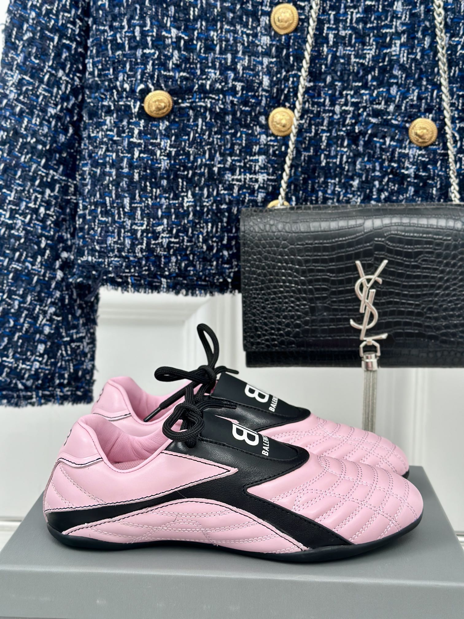 Balenciaga/巴黎世家格纹隐藏款棒球鞋休闲鞋众明星网红大秀款松驰感满满秀气高级又可爱菱格纹设计搭