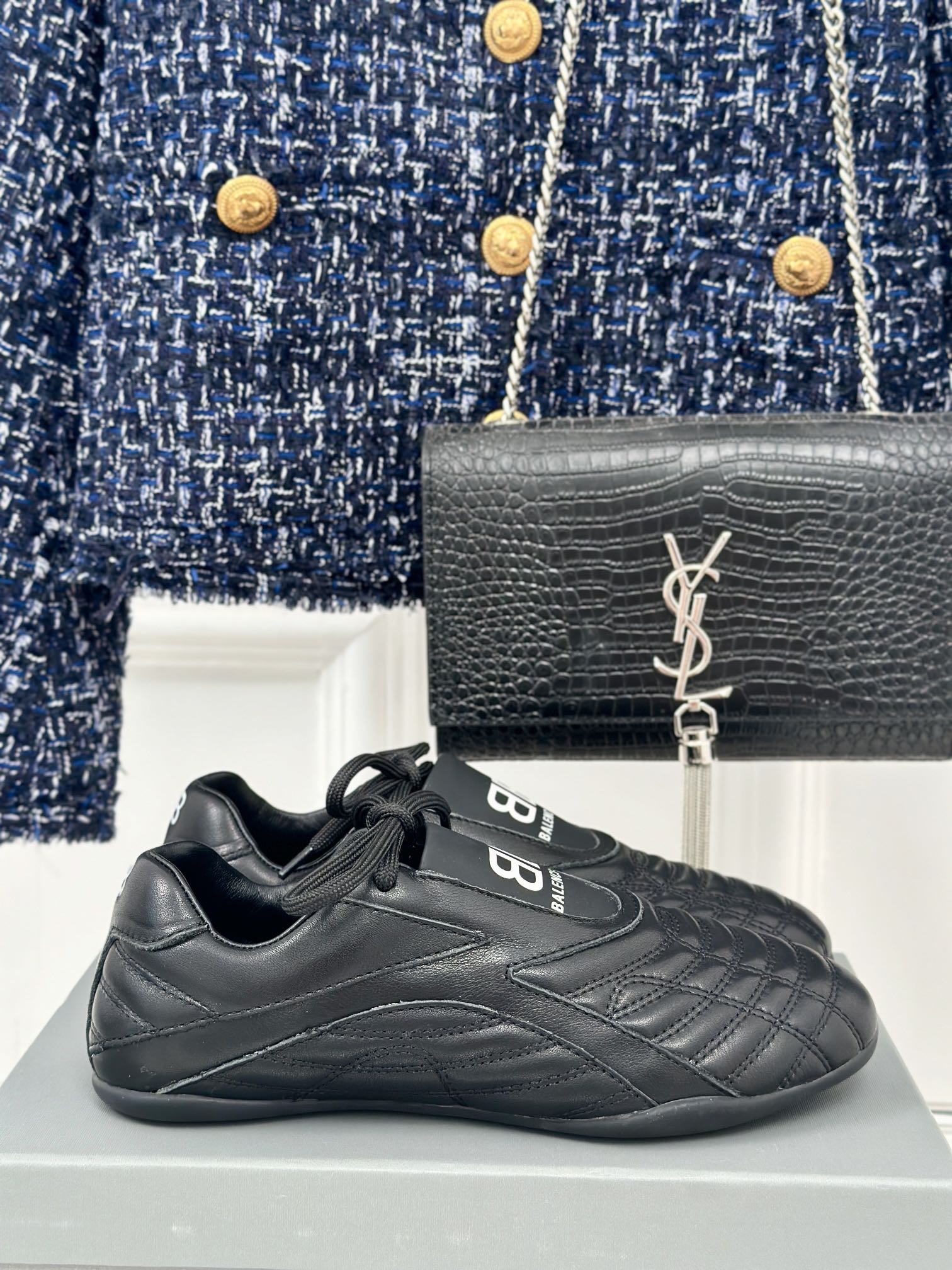 Balenciaga/巴黎世家格纹隐藏款棒球鞋休闲鞋众明星网红大秀款松驰感满满秀气高级又可爱菱格纹设计搭