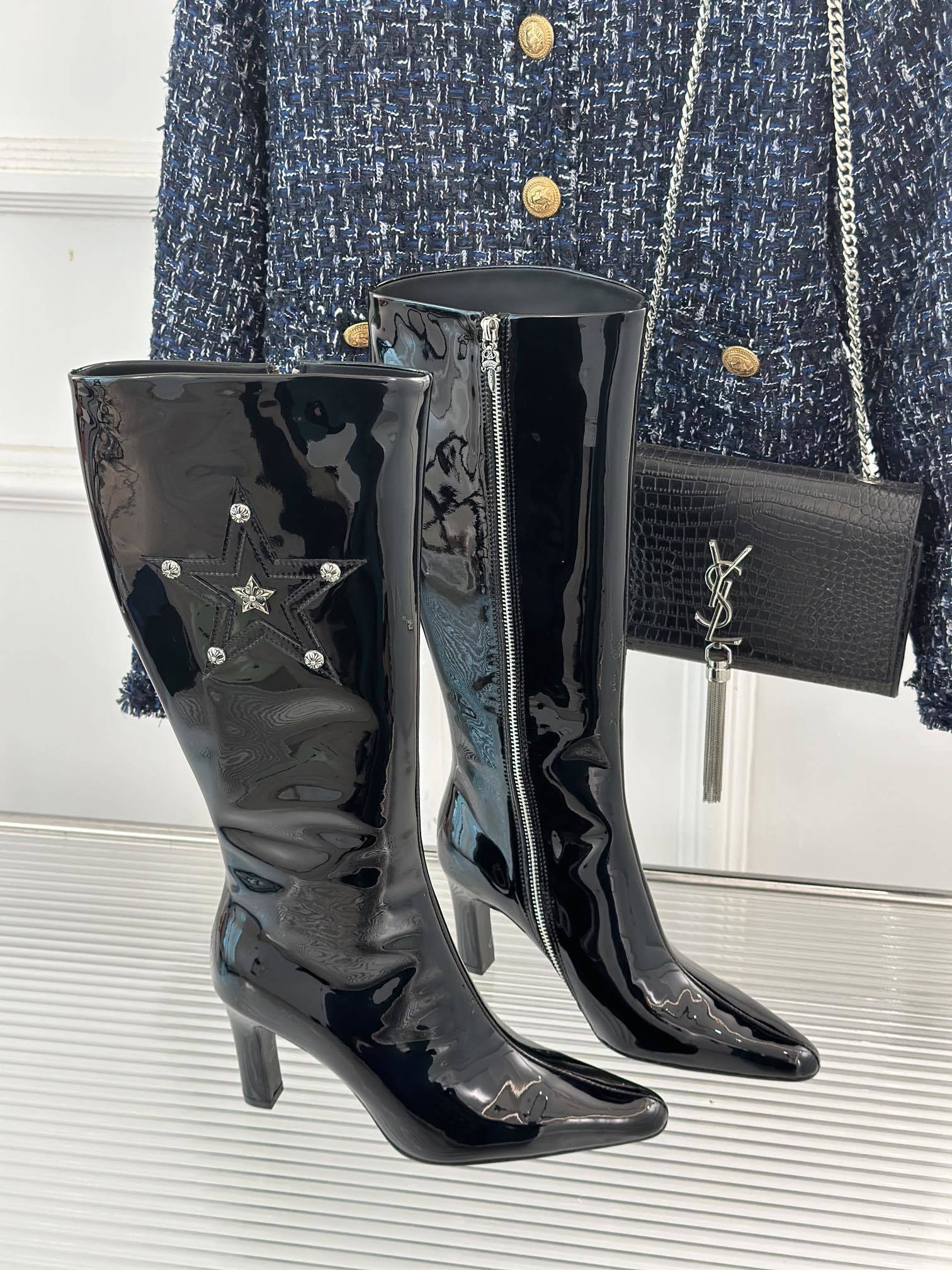 ChromeHearts/克罗心经典复古五角星系列高跟长靴今年秋冬战靴一定要入啊!!!捕捉性感且不失高级