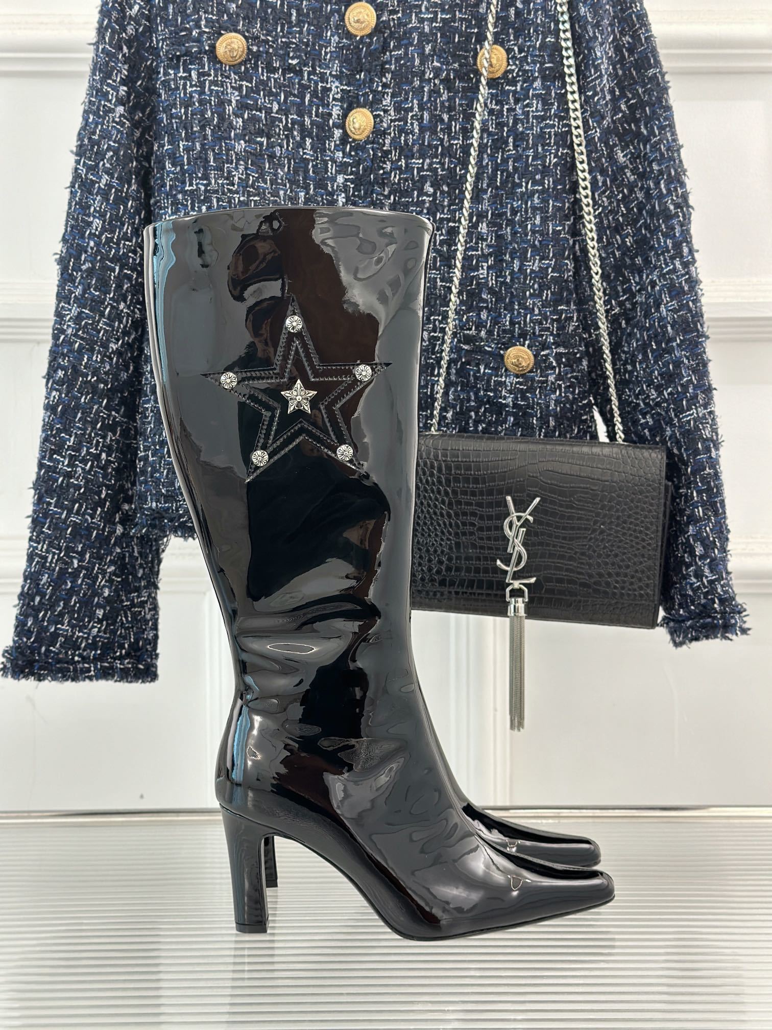 ChromeHearts/克罗心经典复古五角星系列高跟长靴今年秋冬战靴一定要入啊!!!捕捉性感且不失高级