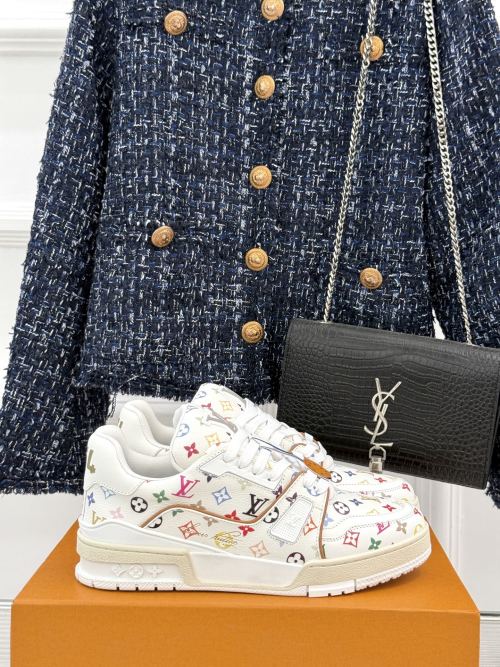 Louis Vuitton Trainer Sneakers Monogram Leather Trim Casual Shoes 1 Louis Vuitton Trainer Sneakers Monogram Leather Trim Casual Shoes