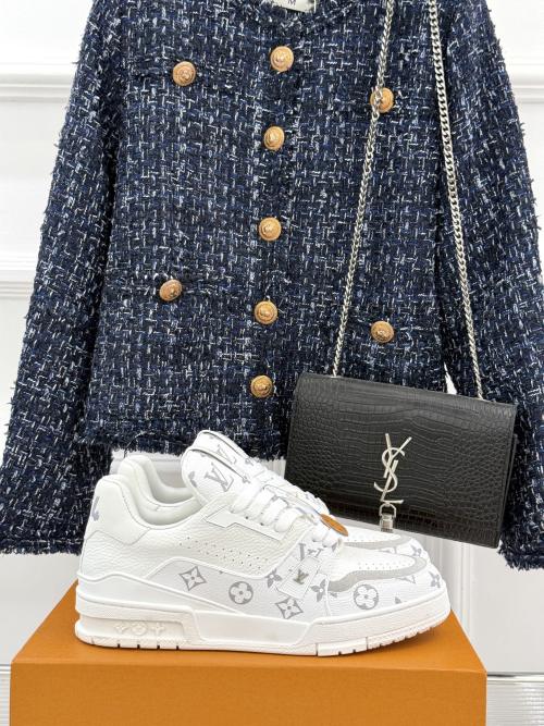 Louis Vuitton Trainer Sneakers White Leather Monogram, Couple Style, Size 35-46 1 Louis Vuitton Trainer Sneakers White Leather Monogram, Couple Style, Size 35-46