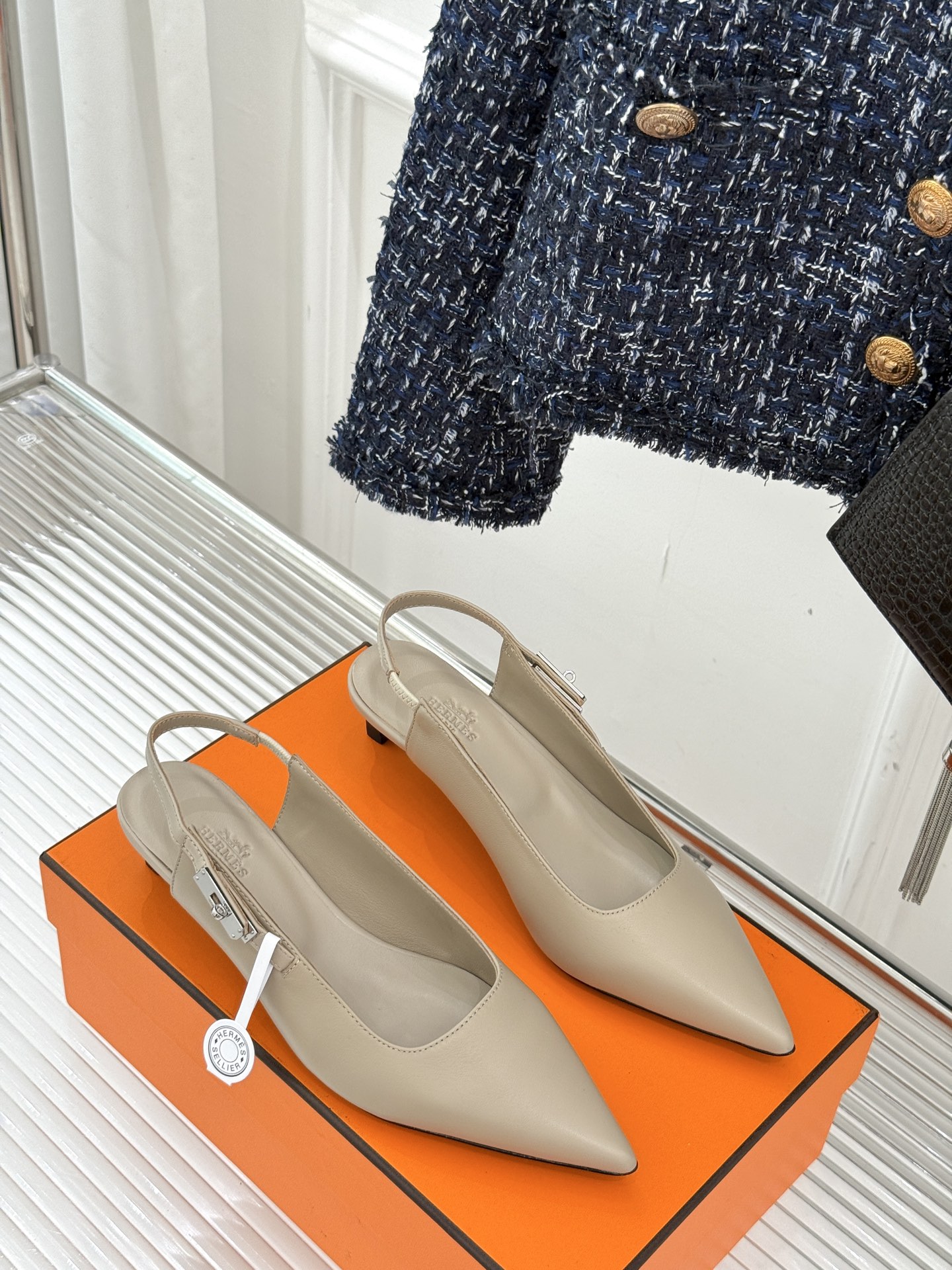 Hermes Kelly Buckle Kitten Heel Sandals: French Chic & Luxurious Style 4 i1750694314456 9330 0 2