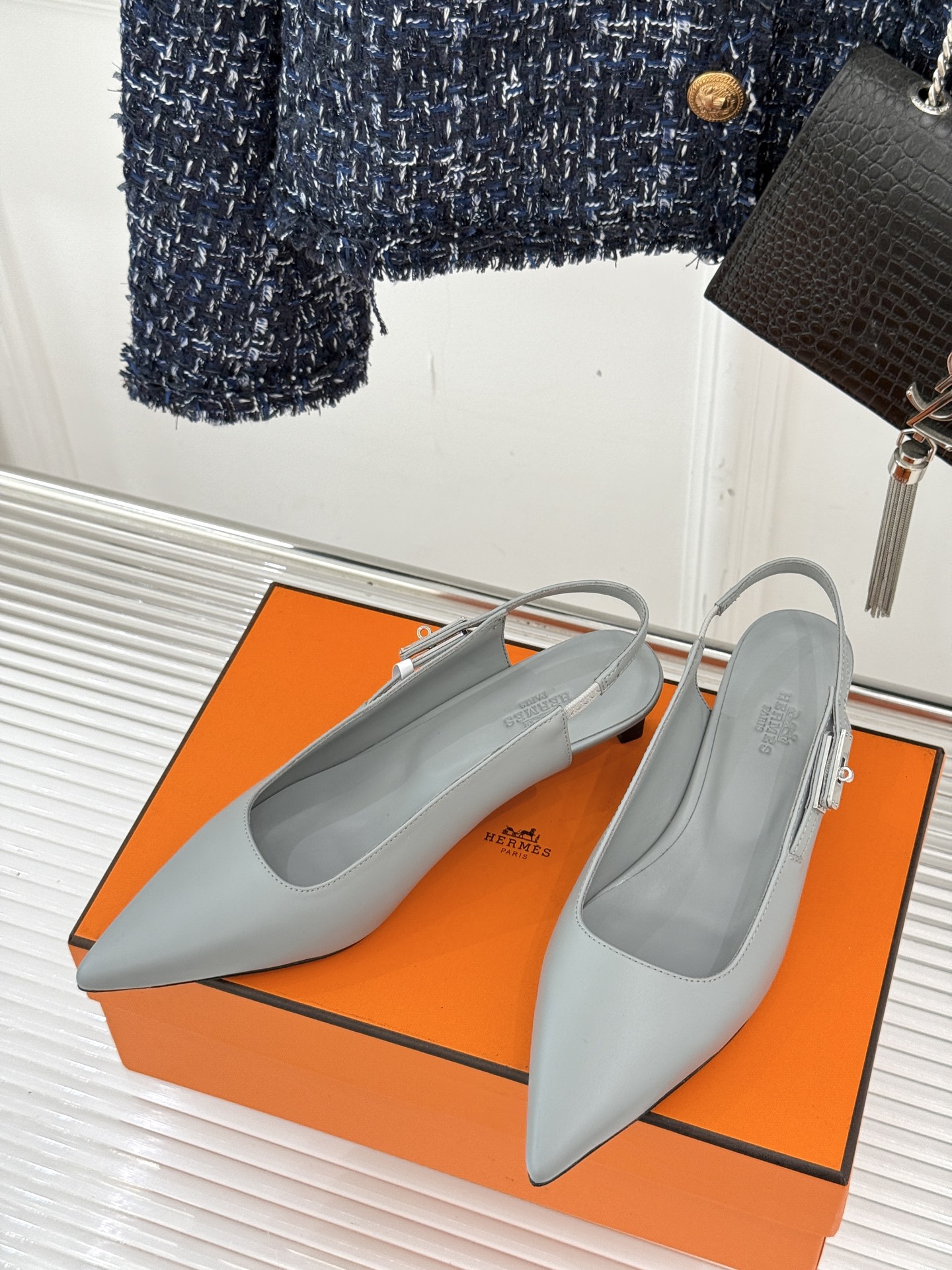 Hermès Kelly Buckle Slingback Kitten Heel Sandals - Luxurious & Chic 3 i1750694338444 2426 0 1