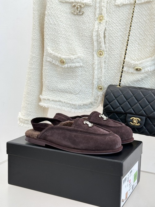 Chanel Women's Suede Mules with Shearling Lining and CC Logo - Comfortable & Chic 1 Chanel Women's Suede Mules with Shearling Lining and CC Logo - Comfortable & Chic