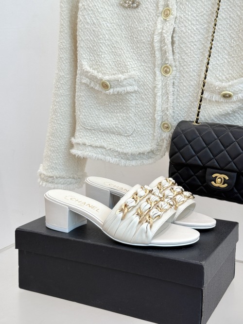 Chanel 25K Spring/Summer Chain Detail Heeled Sandals - Chic & Comfortable 1 Chanel 25K Spring/Summer Chain Detail Heeled Sandals - Chic & Comfortable