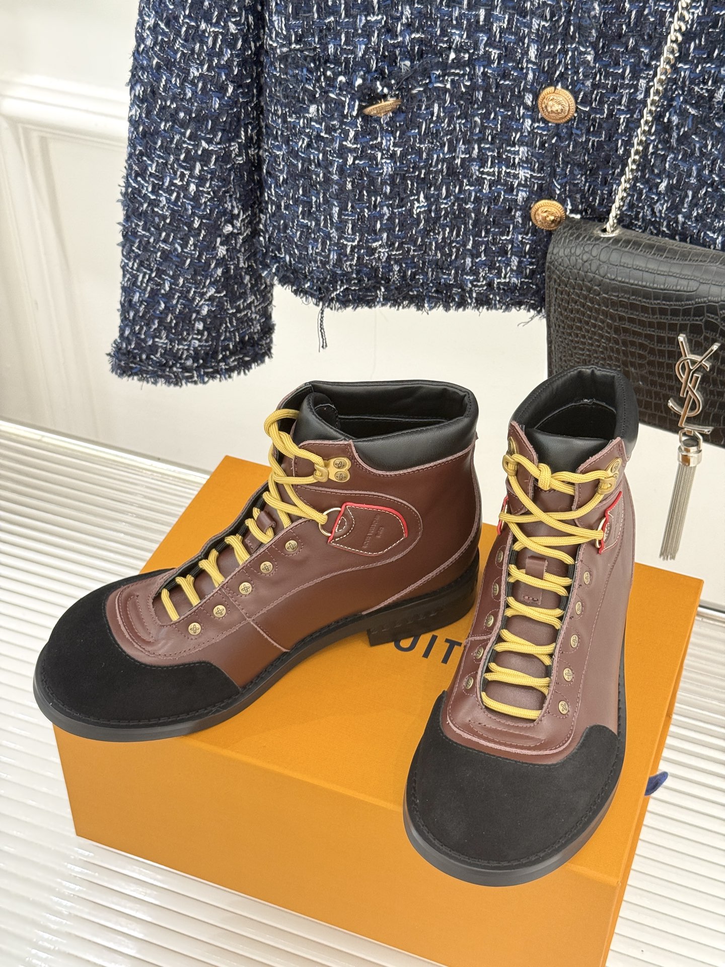 Louis Vuitton Women's Fall High-Top Ankle Boots - Brown and Black, Size 39-44