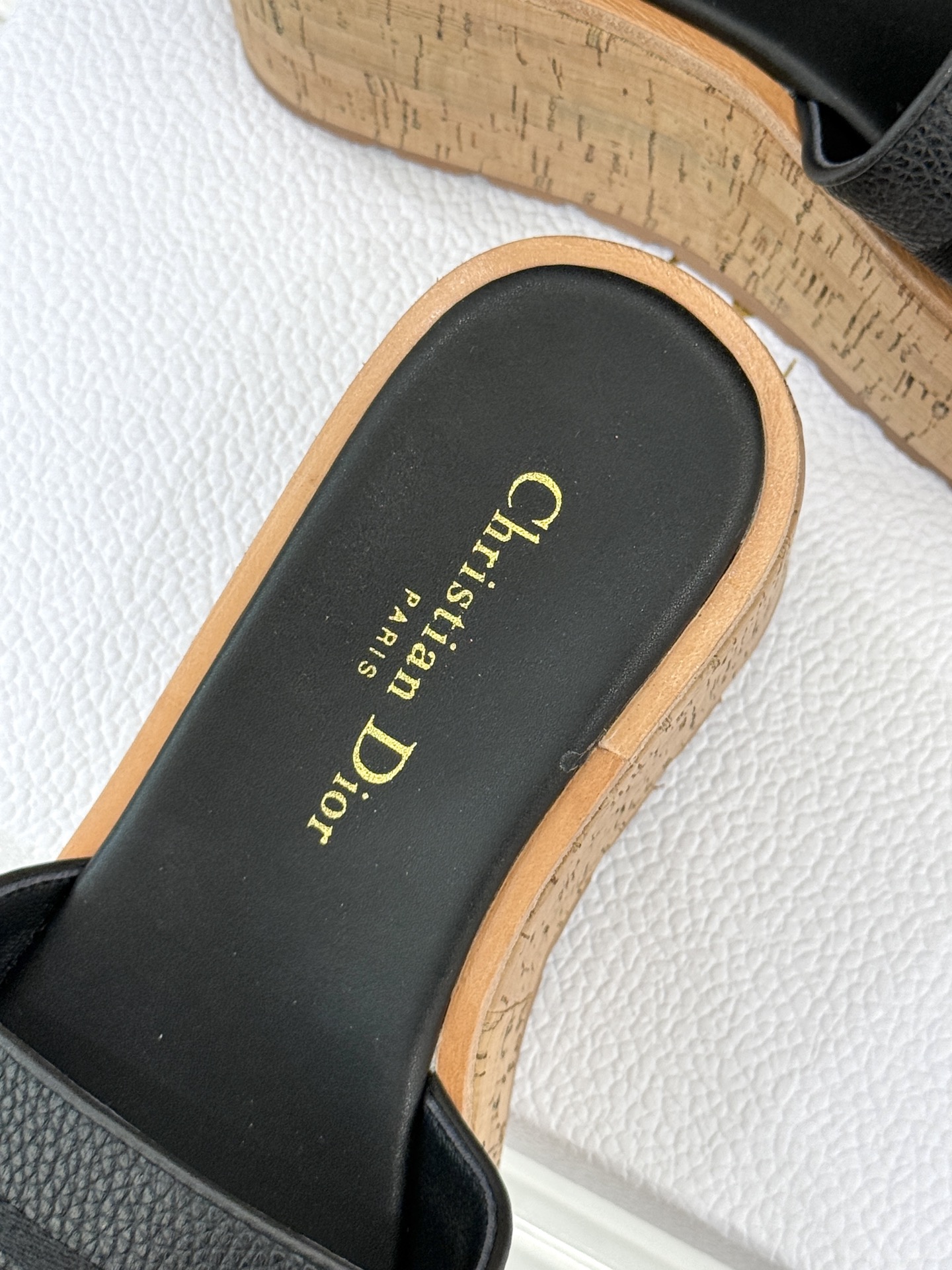 Dior/迪奥25WF新品字母刺绣木纹厚底拖鞋CD标志刺绣醒目吸睛 一眼锁定D家格调厚鞋底融合木质 橡胶