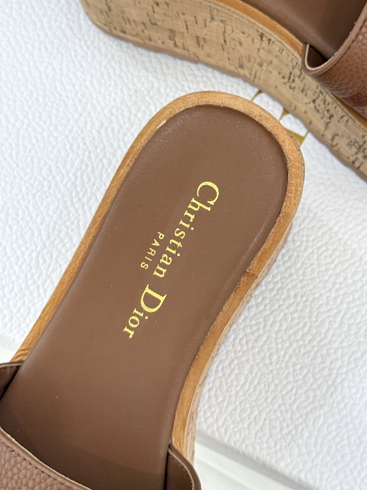 Dior/迪奥25WF新品字母刺绣木纹厚底拖鞋CD标志刺绣醒目吸睛 一眼锁定D家格调厚鞋底融合木质 橡胶