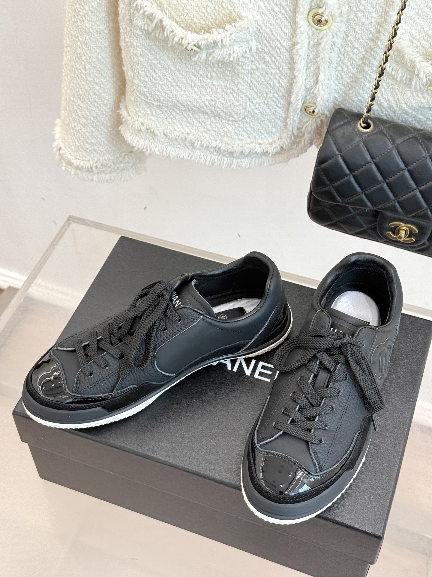 Chanel Women's Black Leather CC Logo Lace-Up Sneakers Size 35-39 3 i1757354064810 7159 0 1