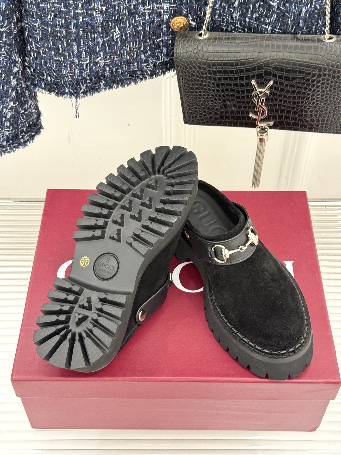 Gucci/古驰25WF新品马衔扣厚底乐福勃肯鞋半拖把Gucci经典穿在脚上 时髦感拉满寻觅一双能兼具舒