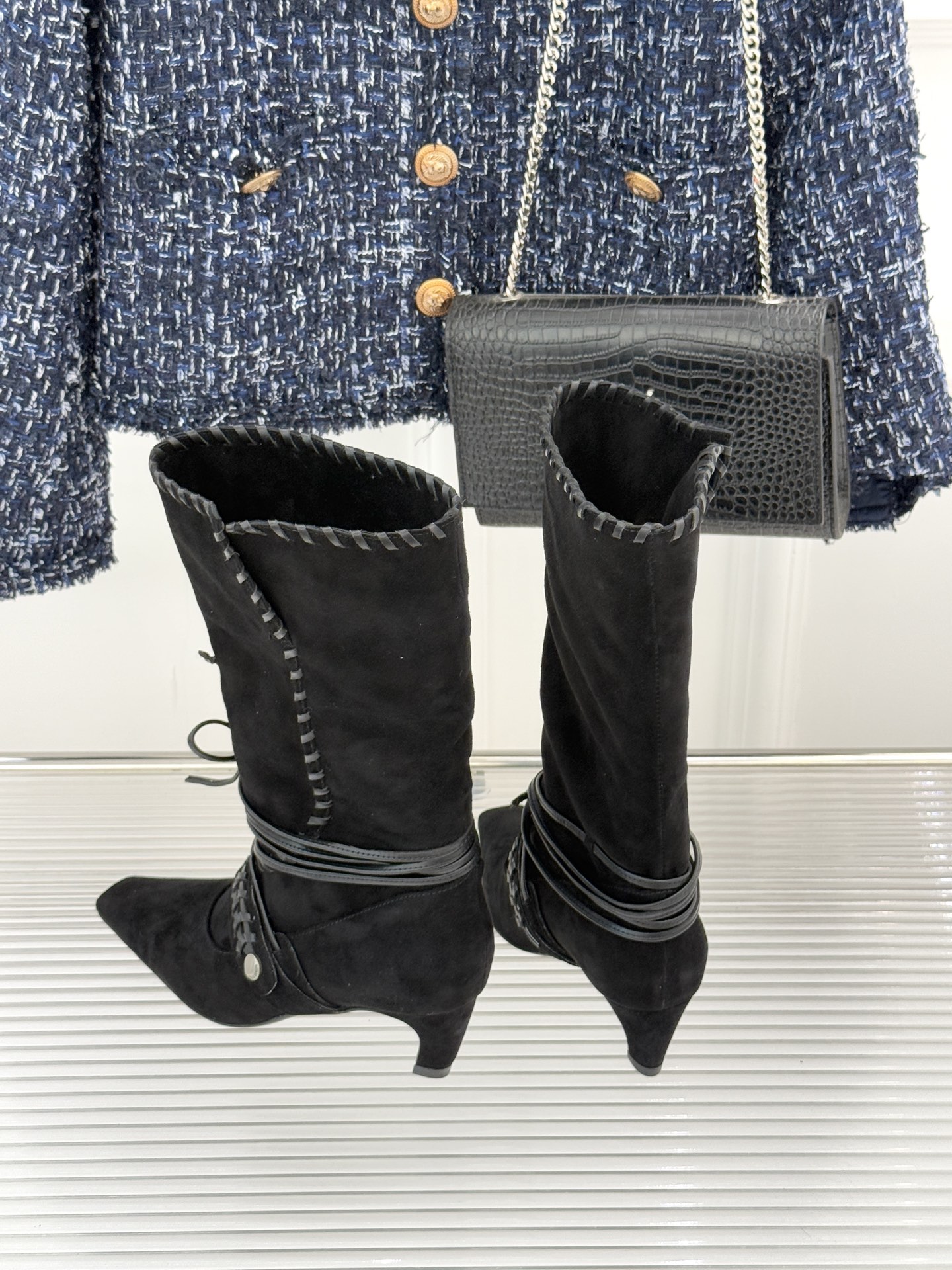 Cello Sonata 25WF新品编织绑带复古猫跟堆堆靴当编织的肌理碰撞复古堆堆靴型这款短靴便成了秋