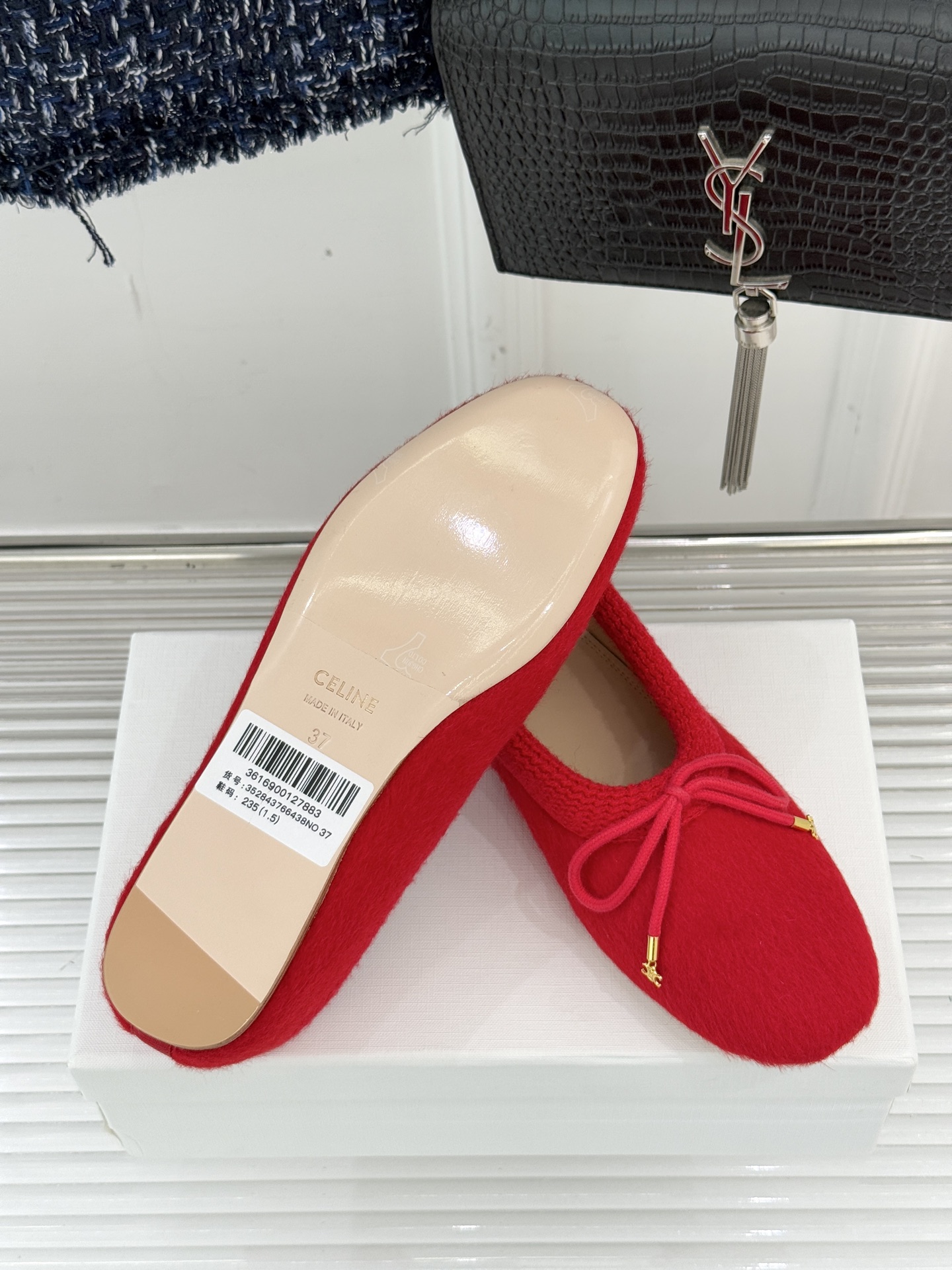 Celine /塞琳25WF新品蝴蝶结针织毛毛平底芭蕾舞鞋当芭蕾美学的灵动邂逅布尔乔亚风的慵懒精致这双芭