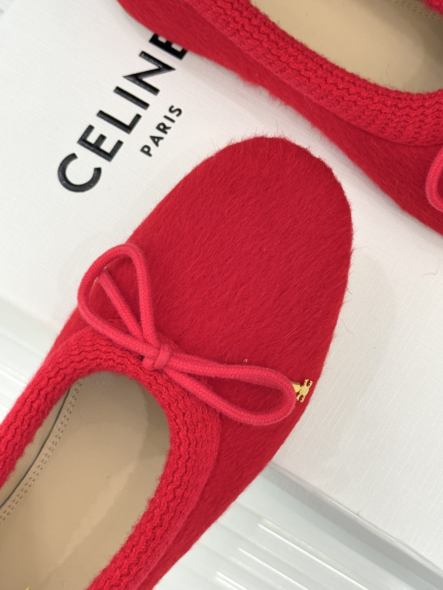 Celine /塞琳25WF新品蝴蝶结针织毛毛平底芭蕾舞鞋当芭蕾美学的灵动邂逅布尔乔亚风的慵懒精致这双芭