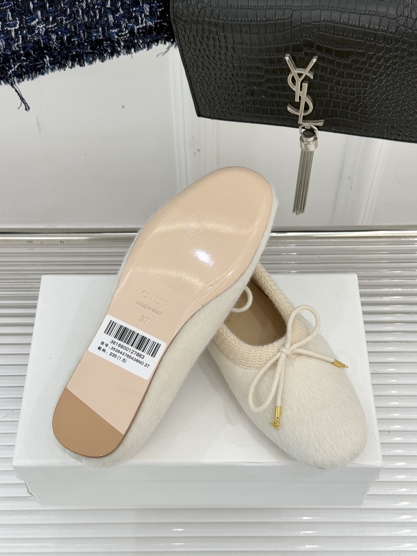 Celine /塞琳25WF新品蝴蝶结针织毛毛平底芭蕾舞鞋当芭蕾美学的灵动邂逅布尔乔亚风的慵懒精致这双芭