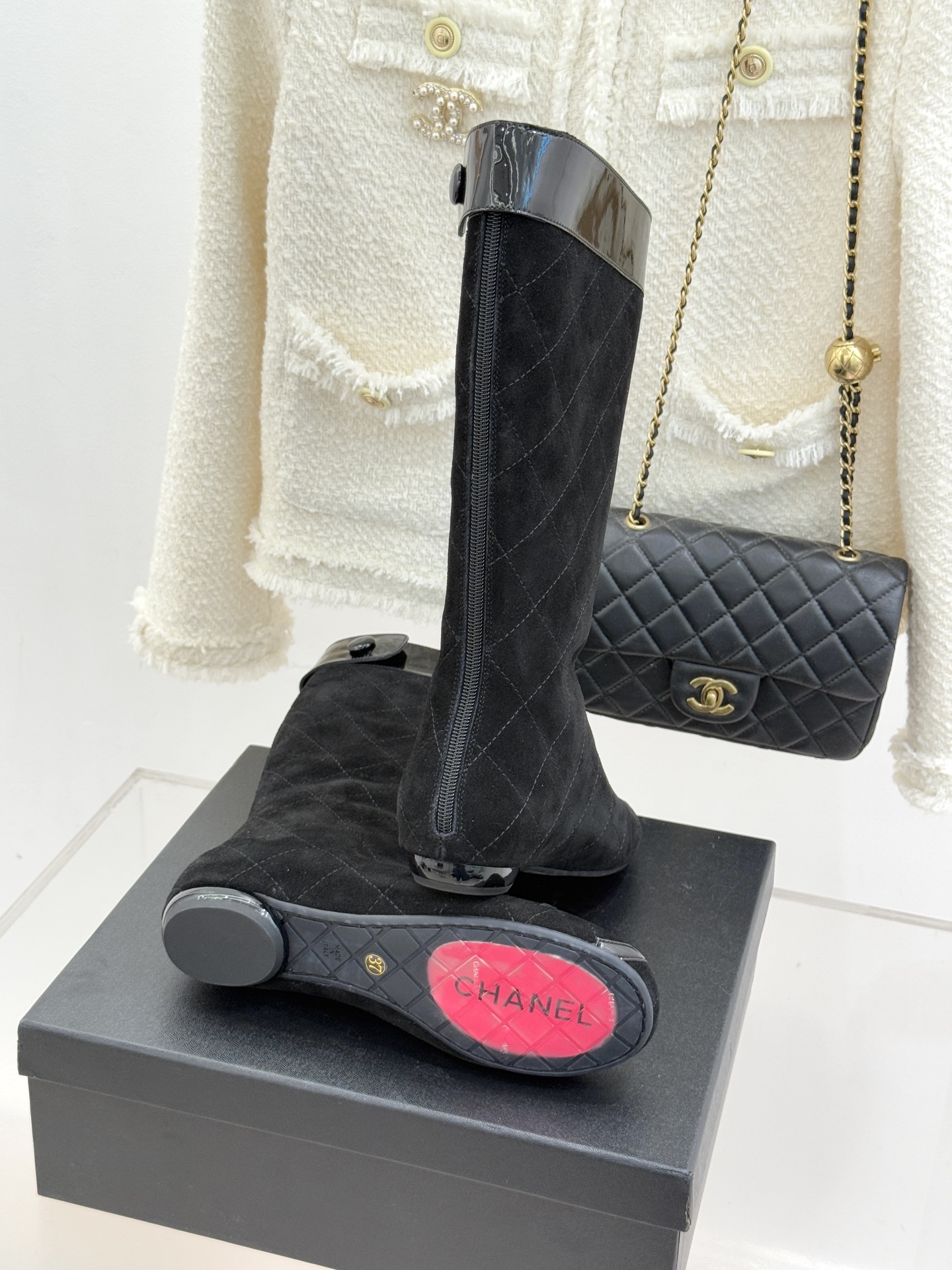 CHANE*｜小香经典大双C菱格中古中筒靴这双丽珍鞋 简直是时尚长河里的璀璨明珠它的设计极具辨识度 大双