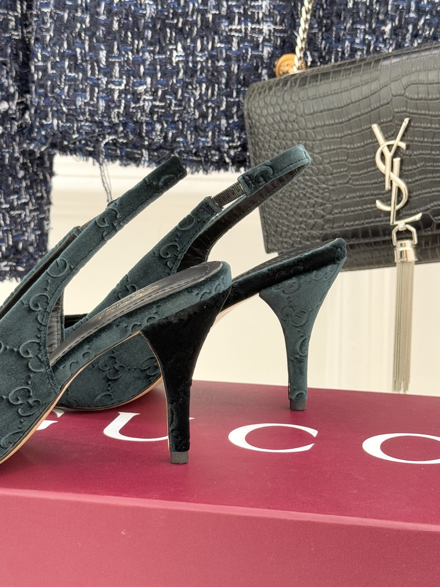 Gucci Horsebit Slingback Heels: Elegant Suede & Leather Pointed-Toe Sandals 7 i1762097752289 5529 0 5