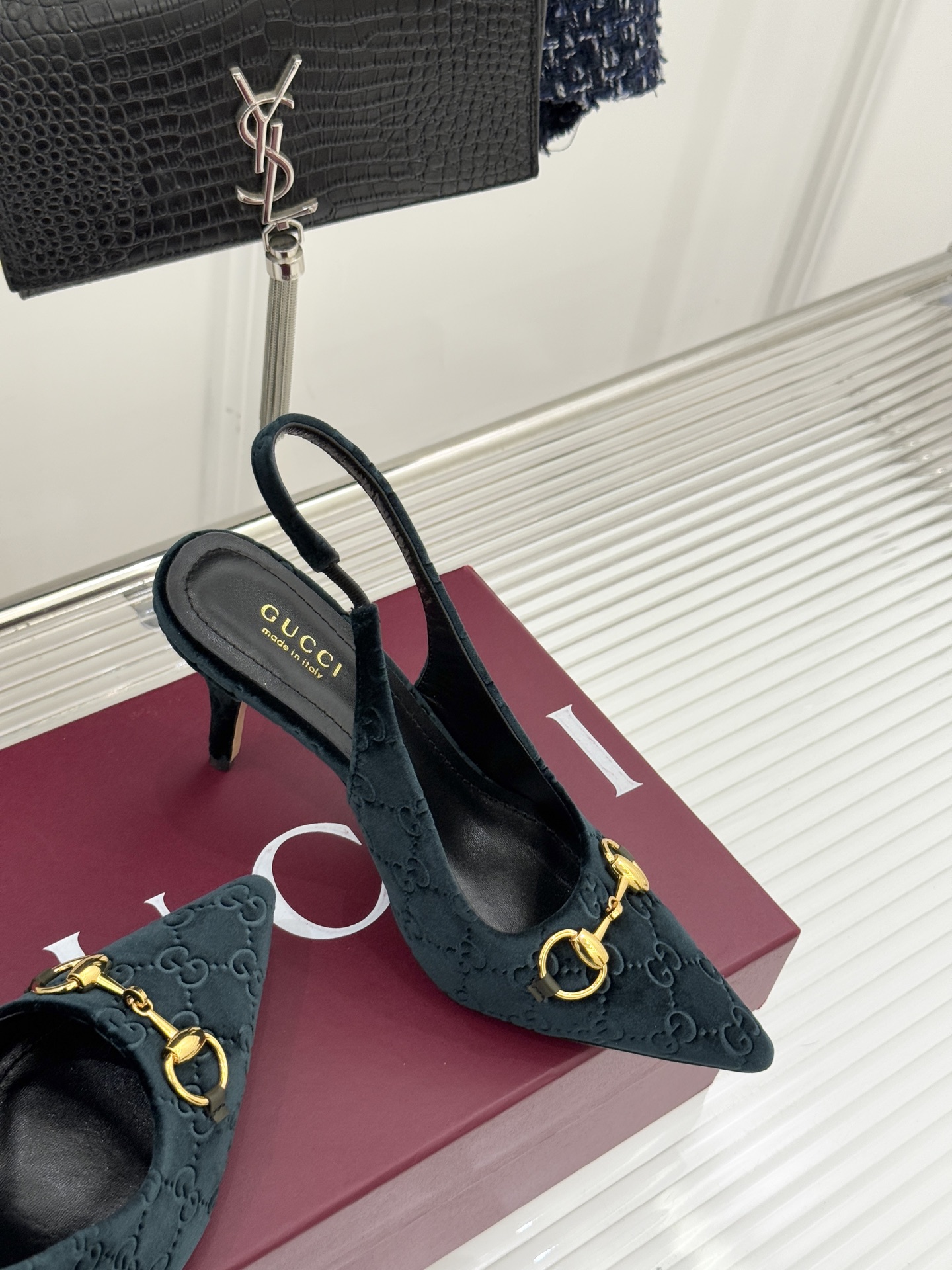 Gucci Horsebit Slingback Heels: Elegant Suede & Leather Pointed-Toe Sandals 6 i1762097753432 5523 0 4