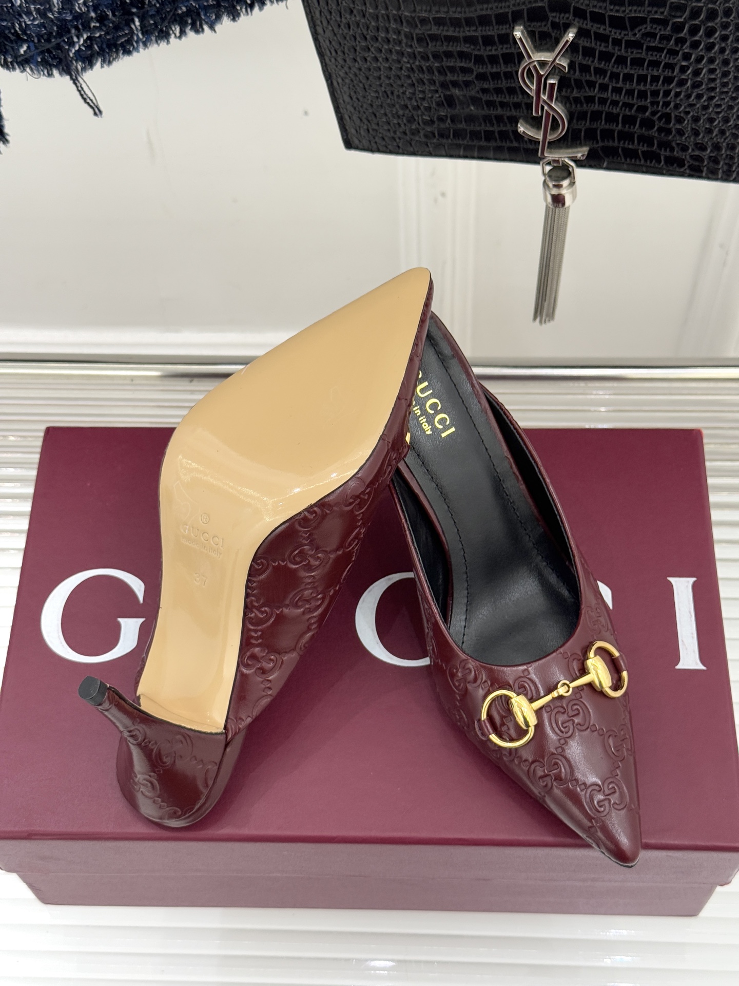 Gucci Women's Horsebit Pointed-Toe Slingback Heels Sandals 10 i1762097789415 9542 0 8