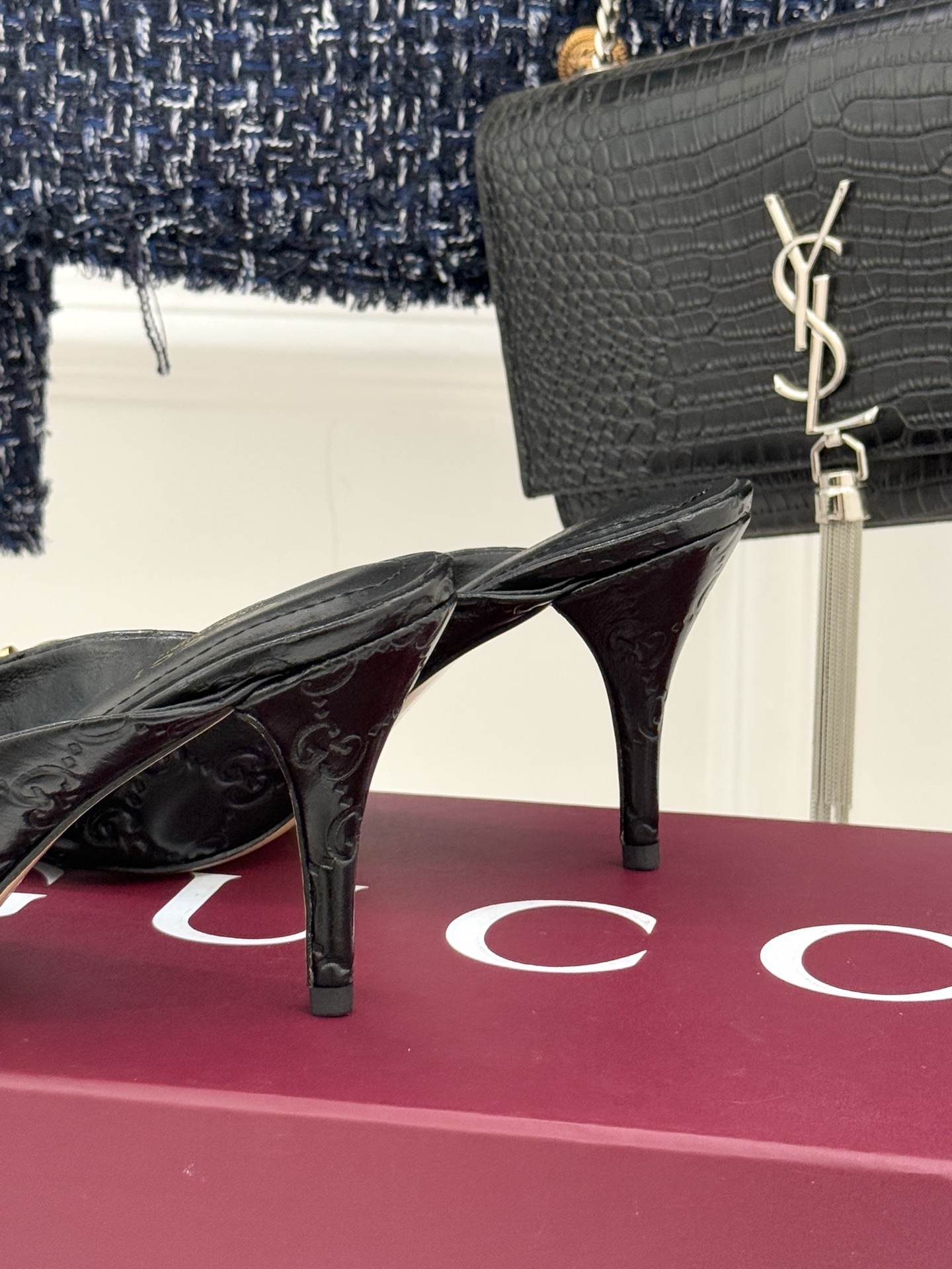 Gucci Horsebit Pointed-Toe Heeled Slingback Sandals in Suede & Leather 7 i1762097817775 7802 0 5