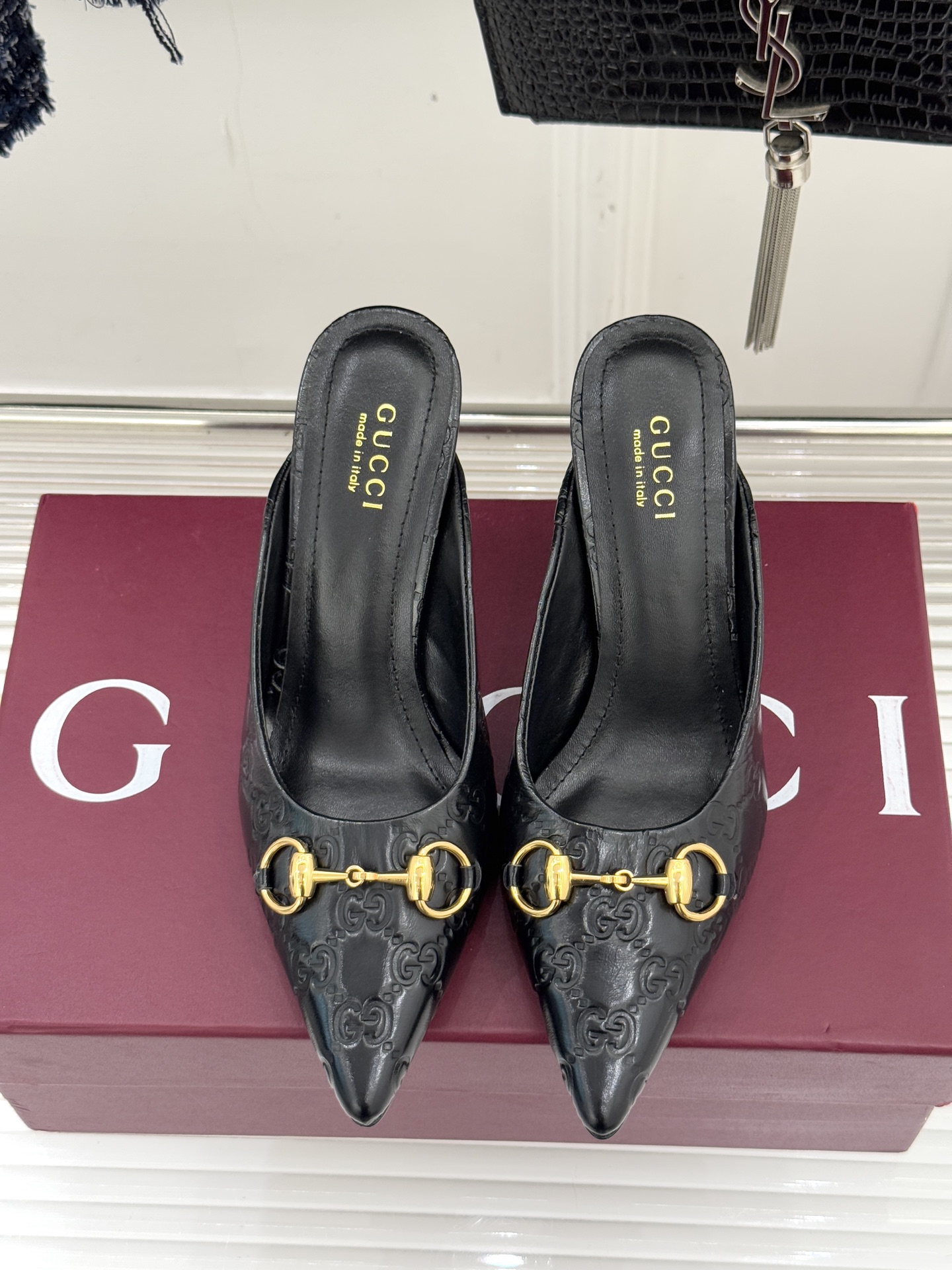 Gucci Horsebit Pointed-Toe Heeled Slingback Sandals in Suede & Leather 5 i1762097819047 2659 0 3