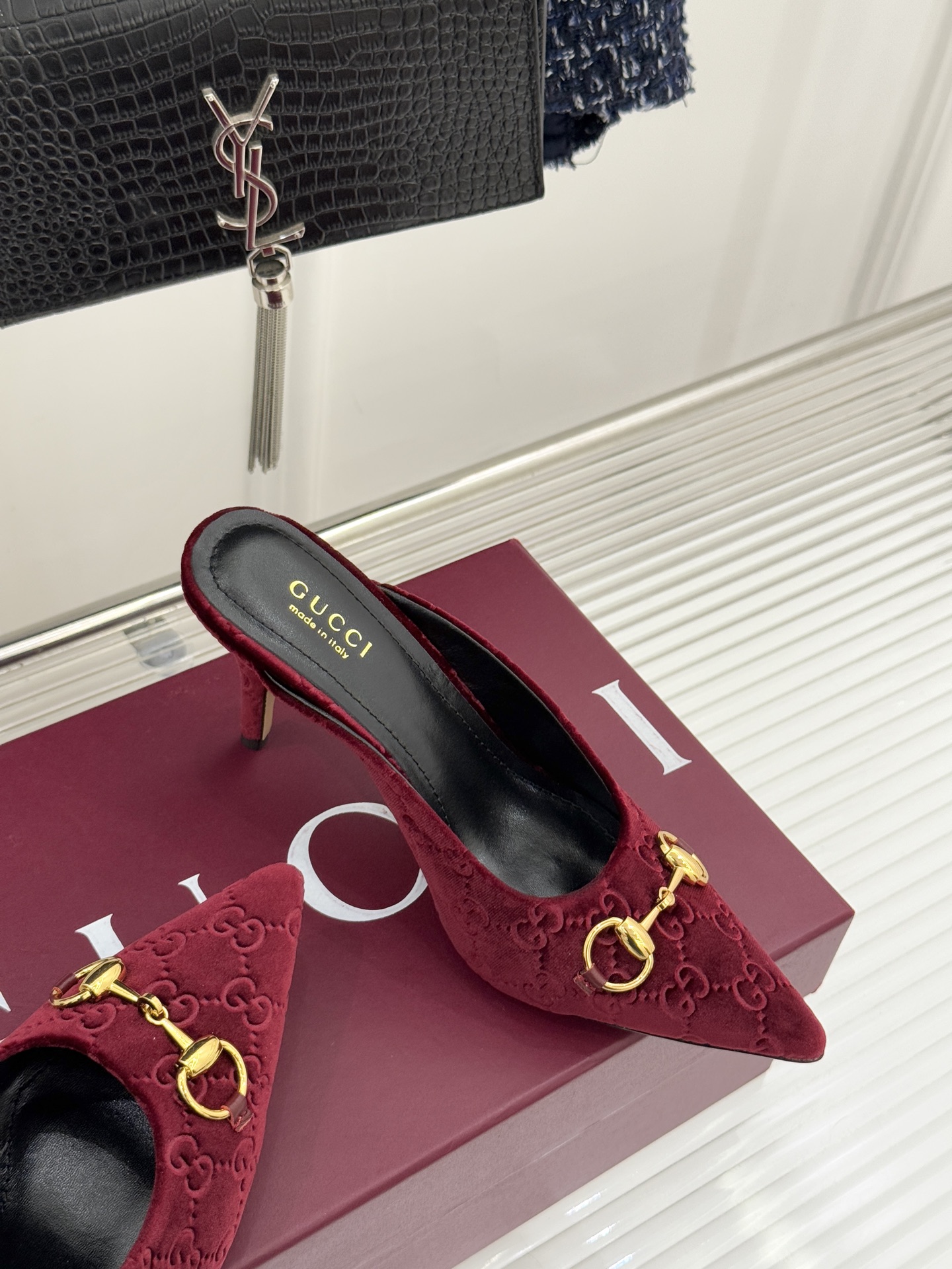 Gucci Women's Horsebit Pointed-Toe Slingback Heels Sandals, Leather 6 i1762097840881 1512 0 4