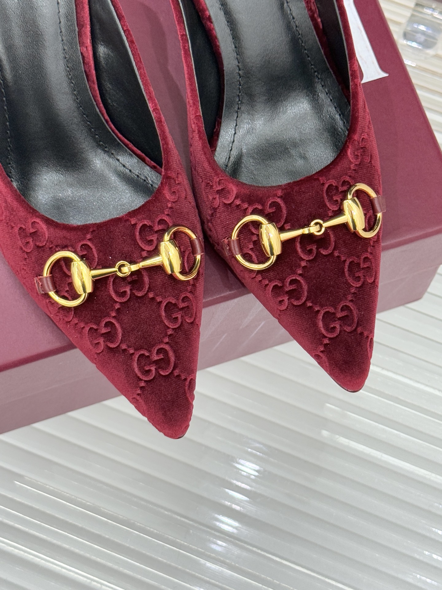 Gucci Women's Horsebit Pointed-Toe Slingback Heels Sandals, Leather 8 i1762097840994 9503 0 6