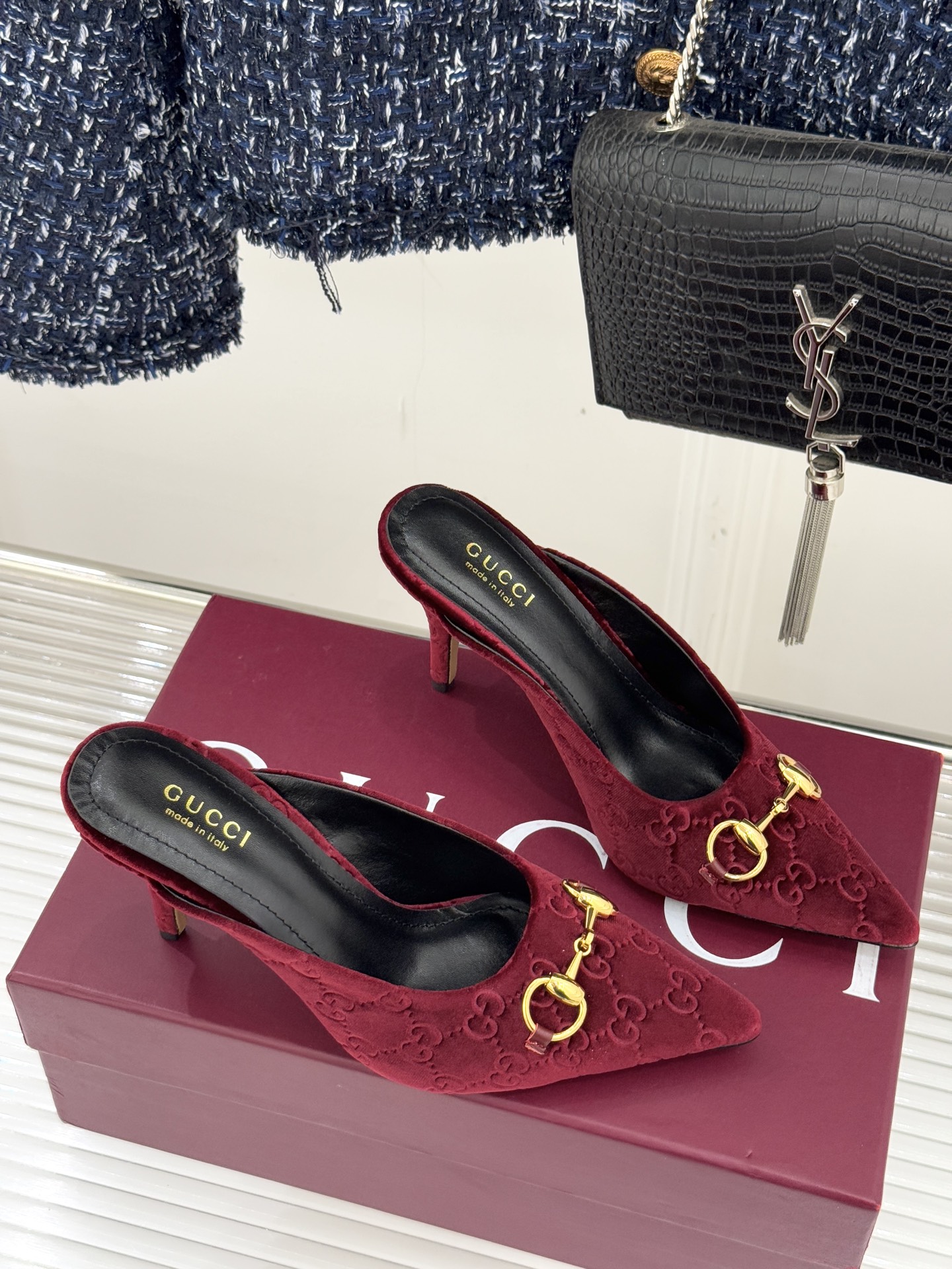 Gucci Women's Horsebit Pointed-Toe Slingback Heels Sandals, Leather 4 i1762097840999 4868 0 2