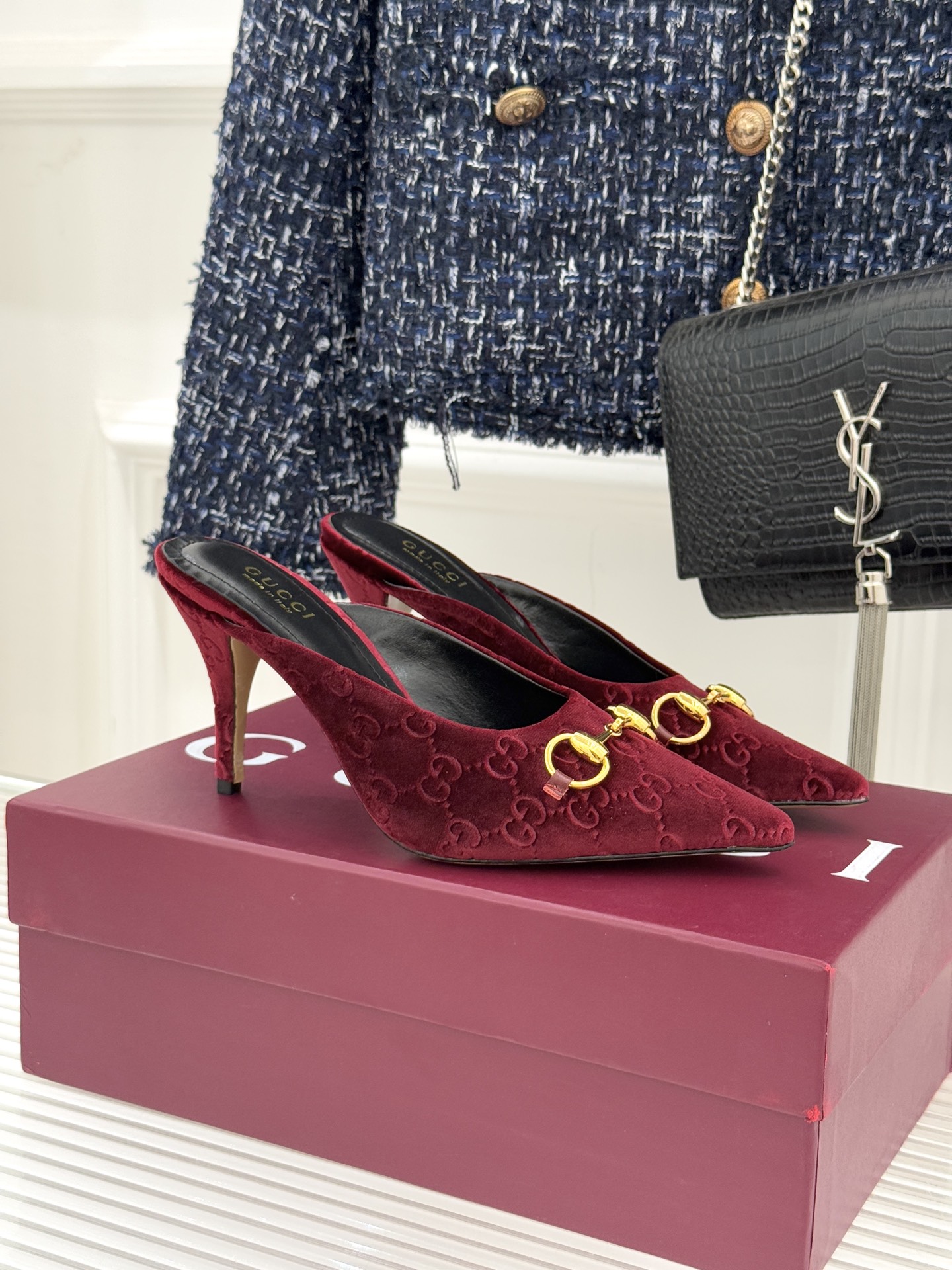 Gucci Women’s Horsebit Pointed-Toe Slingback Heels Sandals, Leather