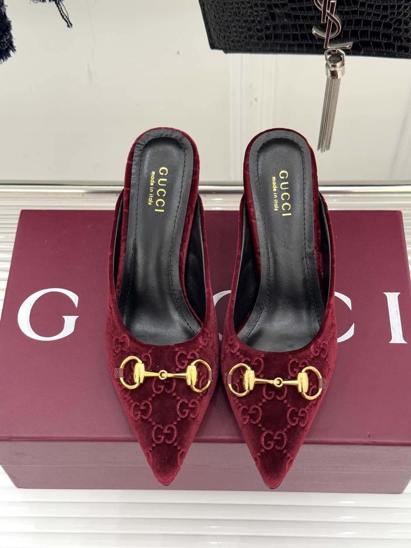 Gucci Women's Horsebit Pointed-Toe Slingback Heels Sandals, Leather 5 i1762097842373 3441 0 3