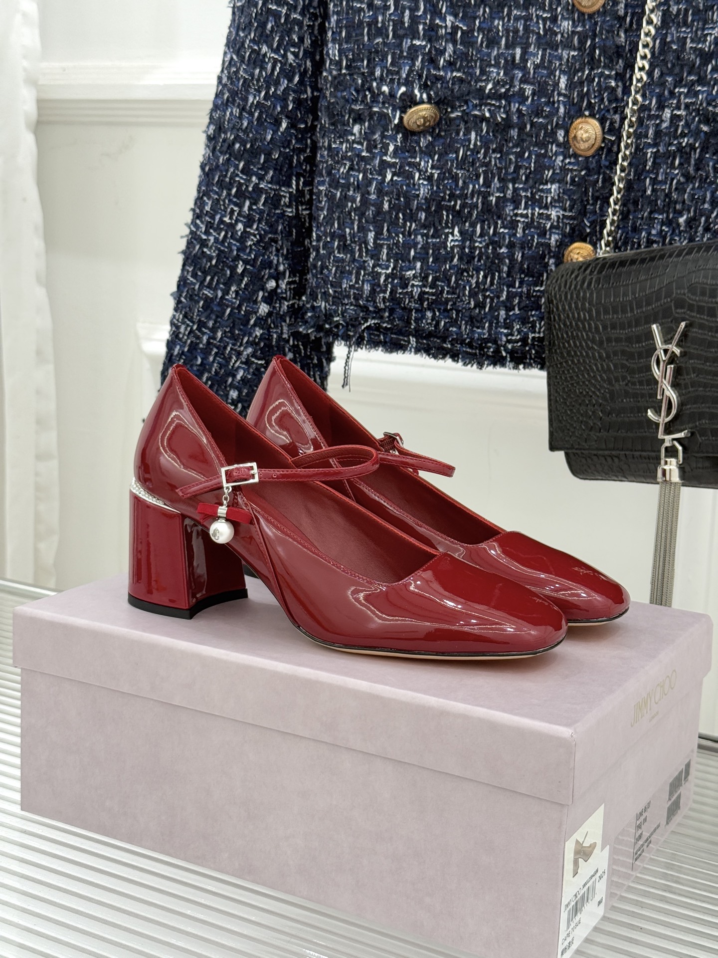 Jimmy Choo｜周仰杰经典珍珠粗跟玛丽珍单鞋JC家永恒经典之作 简约设计‼️满满的少女风 既摩登又