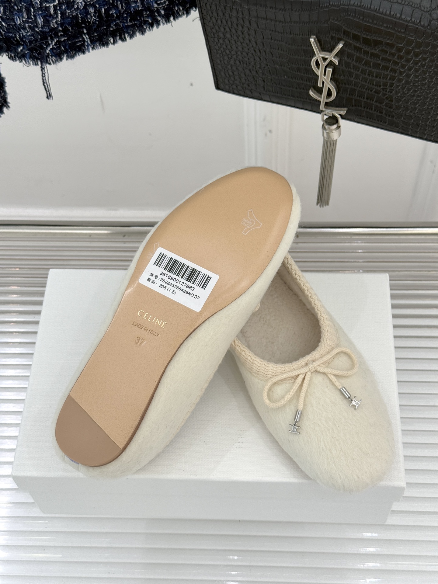 Celine /塞琳25WF新品蝴蝶结针织毛毛平底芭蕾舞鞋当芭蕾美学的灵动邂逅布尔乔亚风的慵懒精致这双芭
