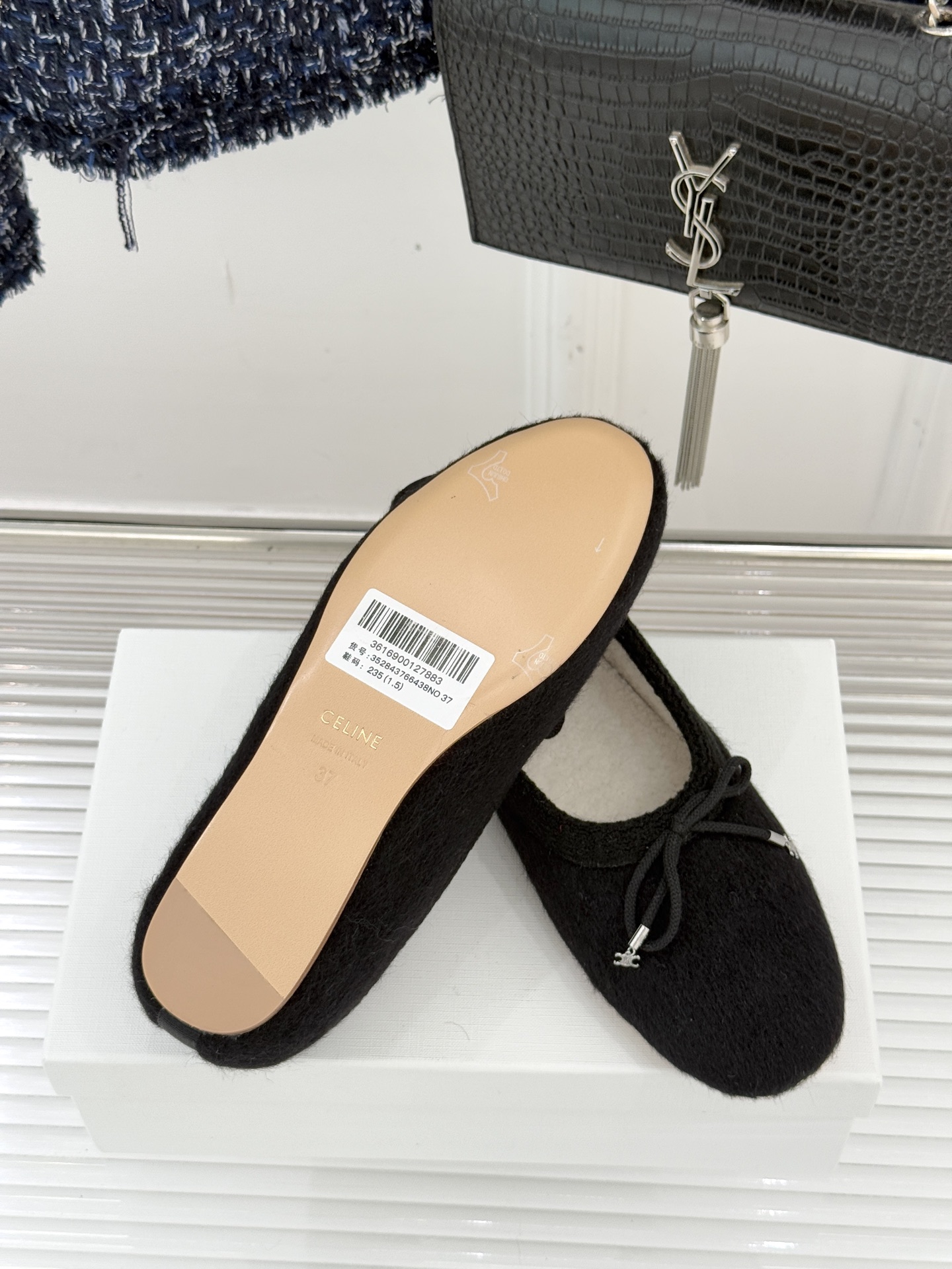 Celine /塞琳25WF新品蝴蝶结针织毛毛平底芭蕾舞鞋当芭蕾美学的灵动邂逅布尔乔亚风的慵懒精致这双芭